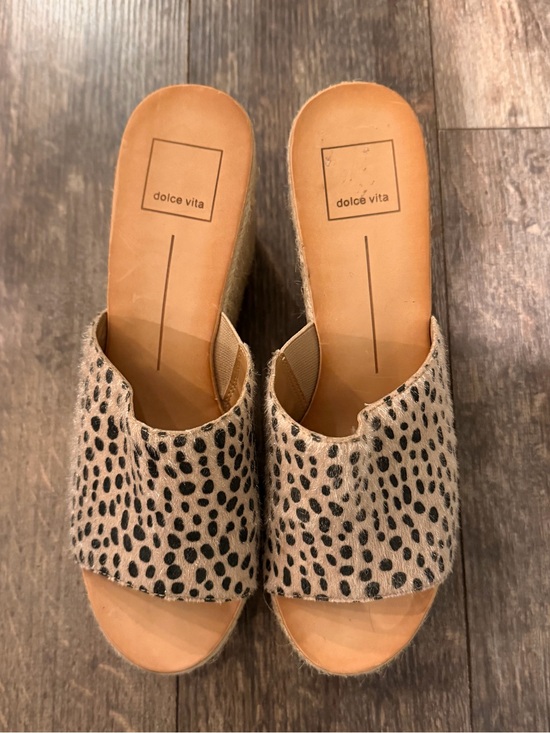 Dolce Vita Shoes - Dolce Vita Tan and Black Cheetah-Print Slip-On Wedge Mules
